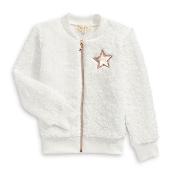 btween Other - NWT Btween Girl's White Star Patch Fuzzy Sweater